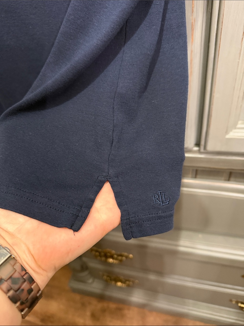 Lauren Ralph Lauren Navy Boatneck Short Sleeve Top - Picture 6 of 6